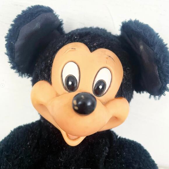 Vintage Mickey Mouse Plush Stuffed Doll Rubber Face Hands Feet Knickerbocker Tag - Picture 2 of 8